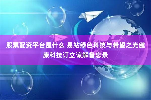 股票配资平台是什么 易站绿色科技与希望之光健康科技订立谅解备忘录