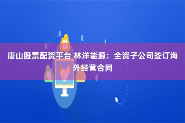 唐山股票配资平台 林洋能源：全资子公司签订海外经营合同