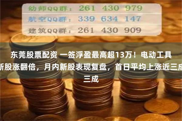 东莞股票配资 一签浮盈最高超13万！电动工具新股涨翻倍，月内新股表现复盘，首日平均上涨近三成