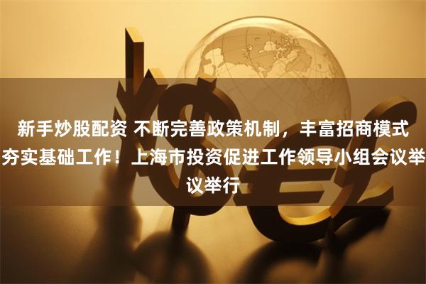 新手炒股配资 不断完善政策机制，丰富招商模式，夯实基础工作！上海市投资促进工作领导小组会议举行